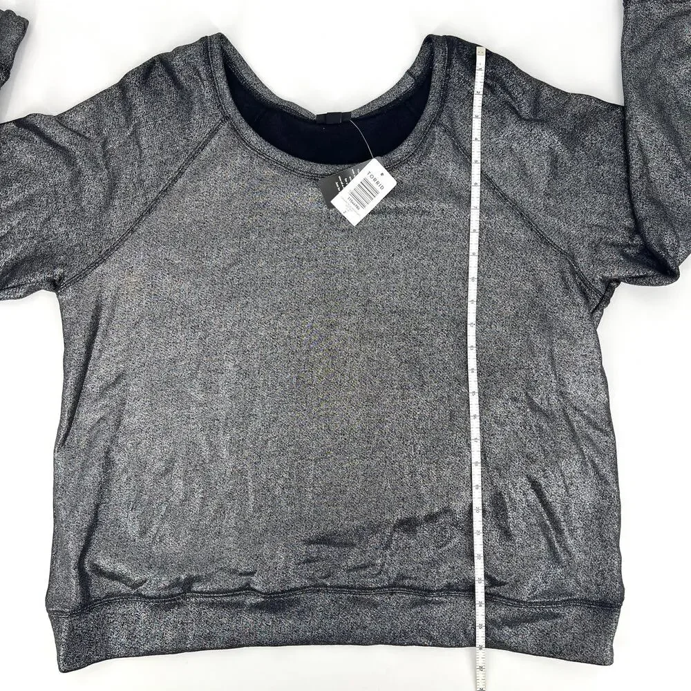 Torrid Womens Plus Size 2 Metallic Black/Gray Liquid Silver Sweatshirt NWT
